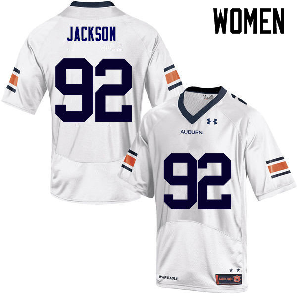 Women's Auburn Tigers #92 Alec Jackson White College Stitched Football Jersey